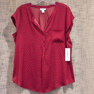 NWT Liz Claiborne Women's Red SZ L Blouse Top